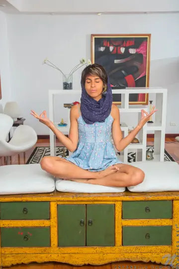 Antonella Campos – Petite Latina Strips Out of Her Dress After Yoga and Masturbates