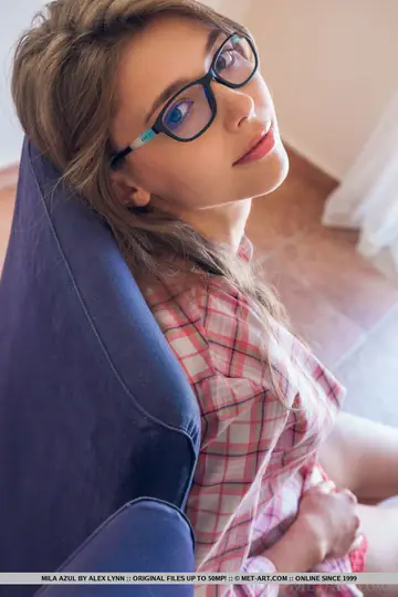 Mila Azul – Slim European Brunette in Lingerie Shows Her Big Tits at the Window