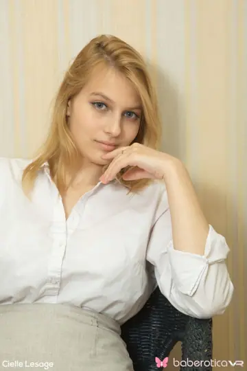 Cielle Lesage – European Babe with Big Natural Tits Spreads Her Ass in a Skirt