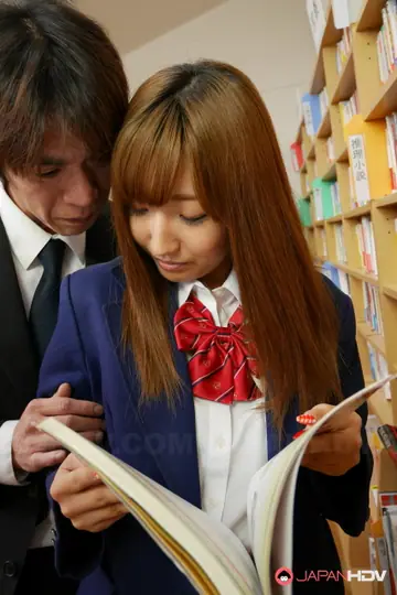 Japanese Woman with Hairy Pussy Takes a Creampie in the Library