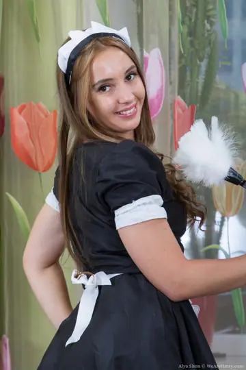 Alya Shon – Ukrainian French Maid Strips Out of Her Dress on the Sofa