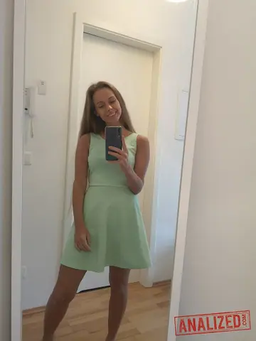 Kinuski – Pale Blonde in Panties Strips and Spreads Her Pussy in the Mirror Selfie