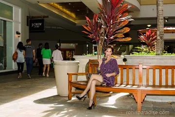 Roni Ford – Busty Asian MILF in Stockings and Heels Strips Outdoors