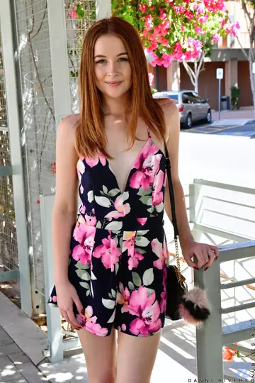 Danni Rivers – Petite Redhead Strips and Masturbates with a Toy by the River