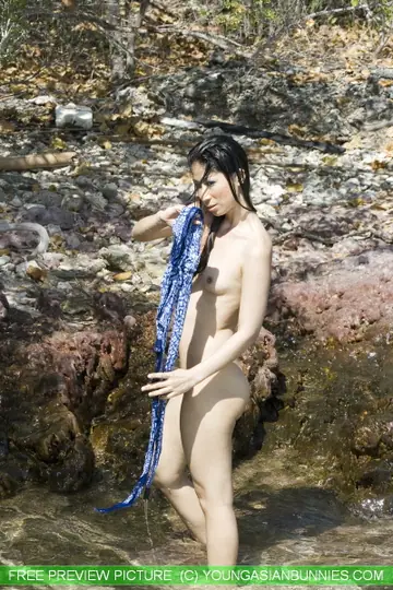 Japanese Lesbians Strip Bikinis for Hairy Outdoor Threesome