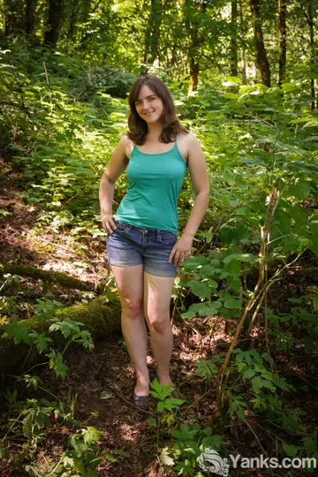 Raven Snow – Pale Black-Haired Woman with Hairy Pussy Toys Herself in the Forest