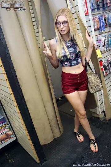 Alexa Grace – Slim Blonde in Shorts and Glasses Takes Cum on Her Face and in Mouth