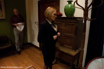 Krissy Lynn – Busty Blonde in Stockings Bound for Anal Threesome