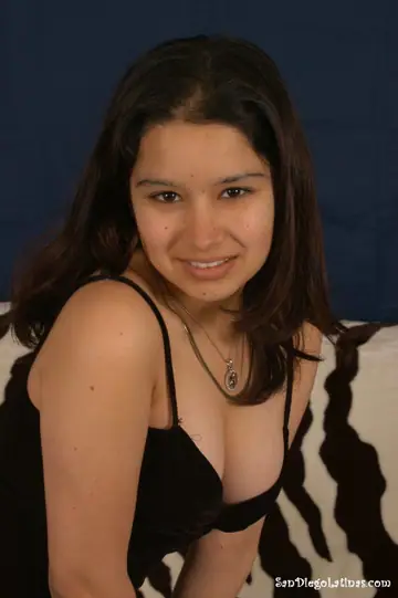 Latina Brunette Strips Naked and Spreads Her Hairy Labia