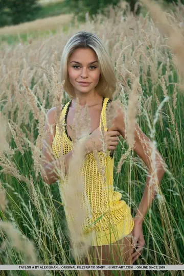 Slim Blonde Bares Her Hairy Pussy Outdoors