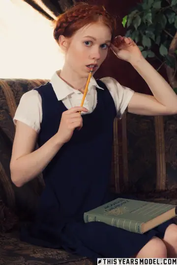 Redhead Strips Off Her Uniform and Keeps White Socks On