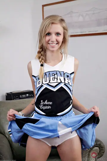 Rachel James – Petite Blonde Strips Off Her Uniform and Panties to Spread Her Shaved Pussy