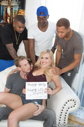 Summer Day – Blonde in Stockings Takes a BBC Gangbang and Swallows