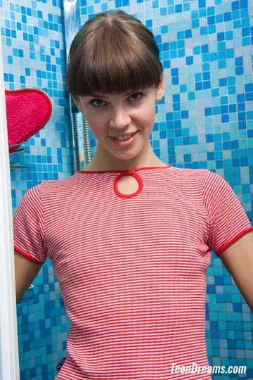Petite Slim Woman Poses Nude Outdoors and in the Bathroom