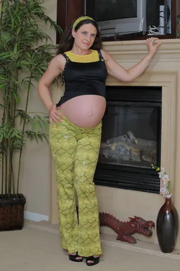 Lena Ramon – Pregnant MILF Shows Her Hairy Pussy and Big Tits