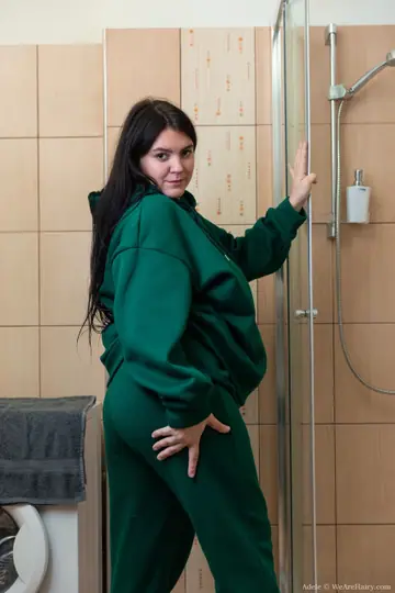BBW with Big Tits Spreads Her Hairy Pussy in the Bathroom