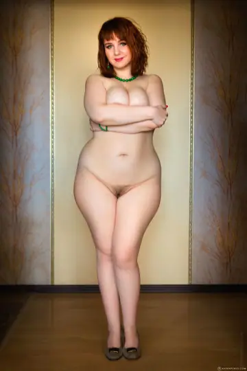 Katrin Porto – BBW Redhead Poses Nude Showing Her Big Natural Tits