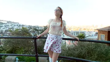 Penny Pax – Petite Redhead in Glasses Gets Bound and Fucked Outdoors