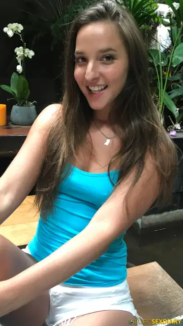 European Brunette Shows Her Small Natural Tits and Round Ass