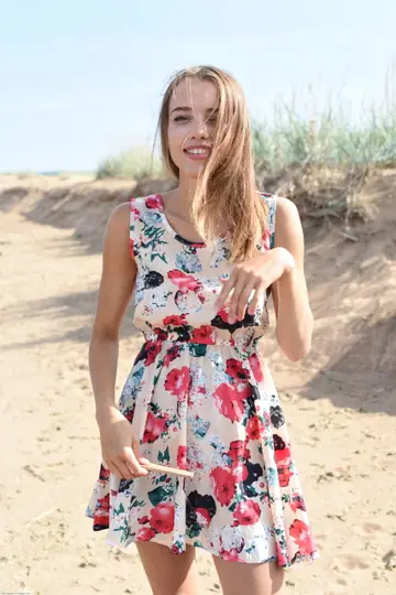 Maxa Saloma – Petite Russian Brunette Strips Out of Her Dress at the Lake
