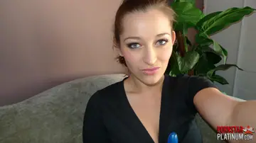Busty Brunette in Socks Toys Her Pussy in Selfie
