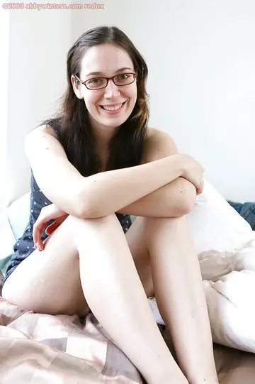 Nerdy Brunette in Glasses Spreads Her Hairy Pussy Wide