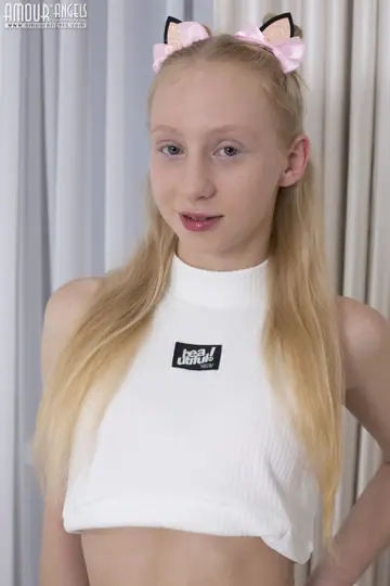 Alice Blue – Blonde Strips Out of Her Lingerie and Skirt on the Bed