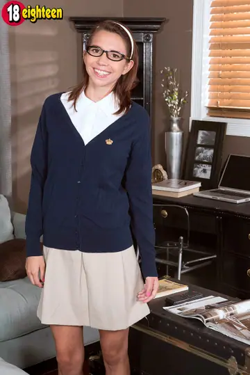 Cece Capella – Brunette in Glasses, Panties and Socks Gets Undressed and Fucked