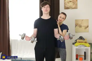 Petite European MILF Fucks Her Fitness Instructor