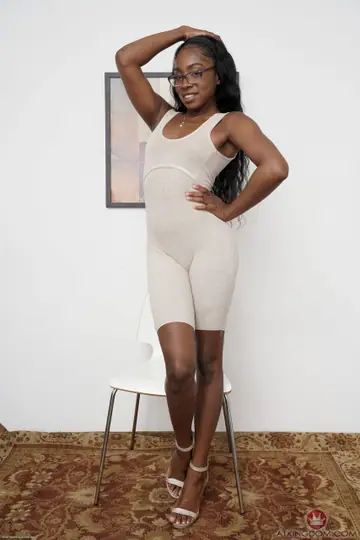 Anne Amari – Petite Ebony Brunette in Glasses Spreads Her Big Ass