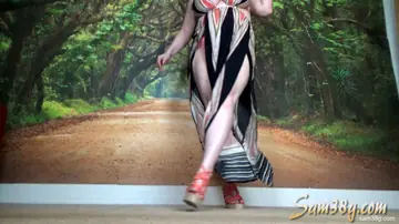 Samantha 38G – Curvy Mature Blonde in a Dress and Heels Shows Off Her Big Tits