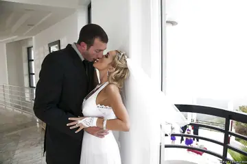 Devon – Busty Blonde MILF Sucks and Fucks in Bride Costume and Stockings