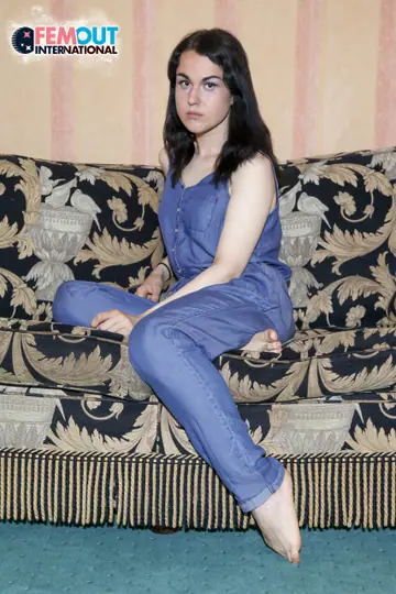 Brunette Trans Woman Strips Out of Her Stockings and Masturbates