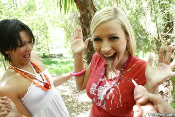 Helena White – Blonde and Brunette with Big Tits Take a Creampie and Facial in Group Sex
