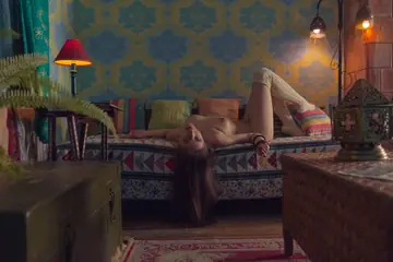 Slim Busty Woman Undresses and Fingers Her Trimmed Pussy