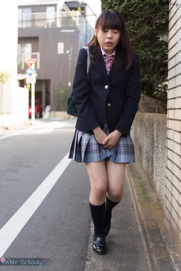 Slim Japanese Babe in Uniform Masturbates with Two Vibrators Outdoors