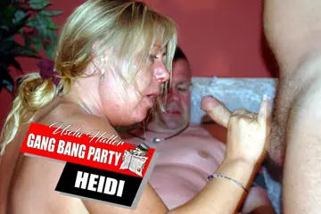 Mature Curvy Blonde Takes Multiple Men in Gangbang