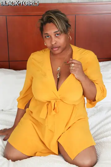Curvy Ebony Trans Woman Fucks and Shows Her Big Tits