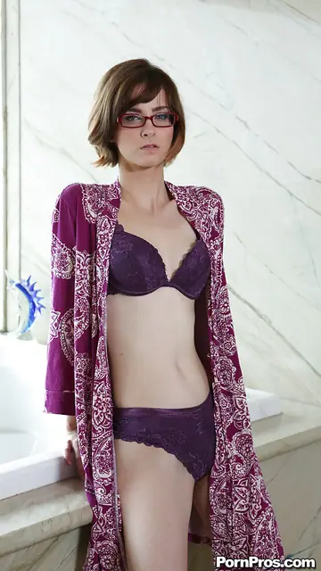 Jay Taylor – Slim Redhead in Lingerie and Glasses Spreads Her Hairy Pussy
