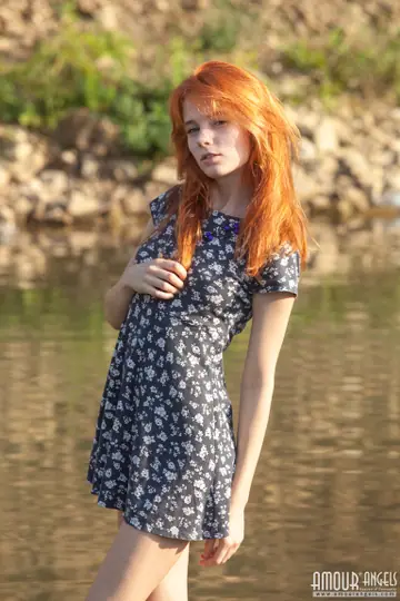 Marta Gromova – Skinny Redhead Poses Nude and Spreads by a Stream