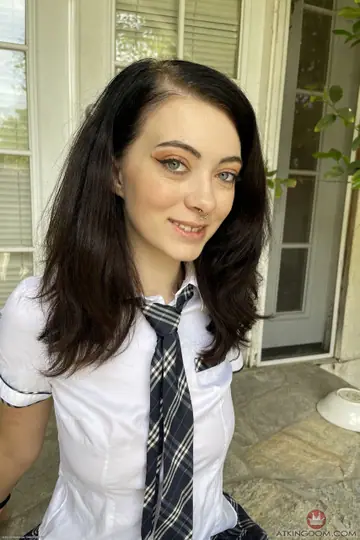 Corra Cox – Amateur Brunette Flashes Her Puffy Pussy and Feet in Uniform Outdoors