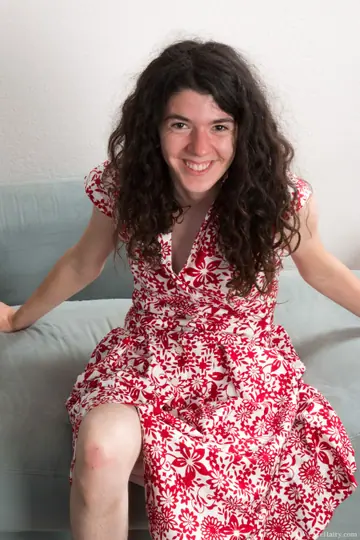 Silki Smith – Curly Brunette in Heels Strips and Spreads Her Hairy Crotch