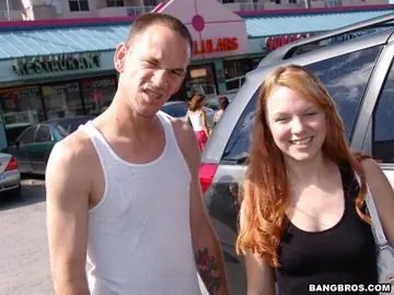 Thick Redhead in Jeans Gets Fucked Doggy in a Van for a Facial