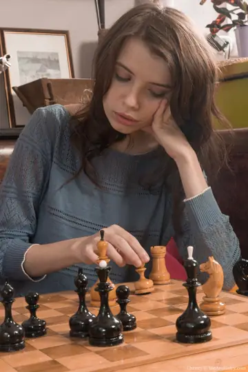 Olga Petrova – Slim Brunette Bares Her Hairy Pussy After Strip Chess Loss