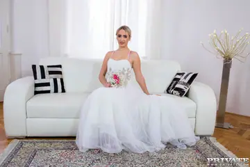 Anna Khara – Blonde Bride in Stockings Has Anal Threesome and Swallows Cum