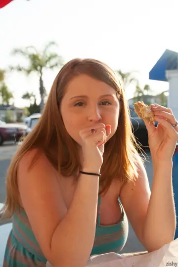 Danica Ensley – Pregnant Redhead with Big Tits Spreads Outdoors in a Dress