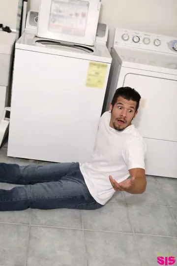 Nina Nirvana – Tattooed Brunette Gives a Blowjob and Rides Cock in the Laundry Room