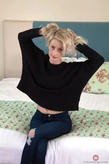 Slim Hairy Woman Strips Out of Her Jeans and Spreads Her Holes
