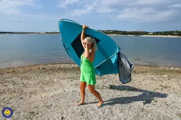 Curvy Mature Woman Strips Off Her Bikini on the Beach
