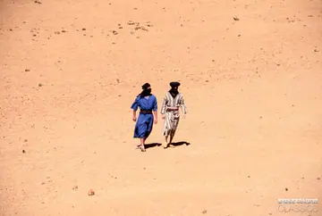Julia Spain – Hairy MILF in Costume Takes Two Men Outdoors in the Desert